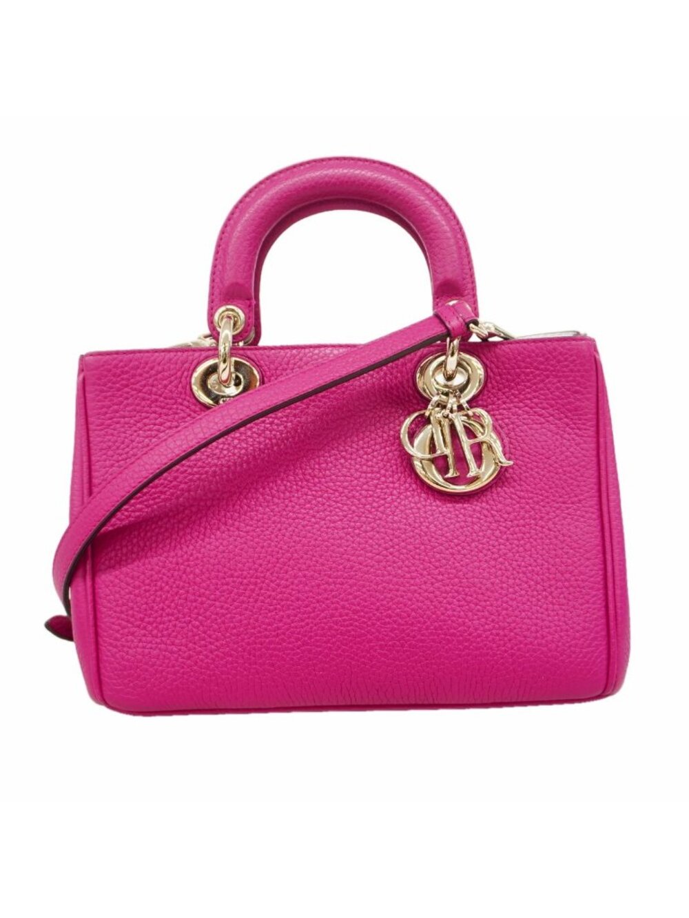 Dior Handbag Diorissimo Leather Purple Silver 2-Way Back